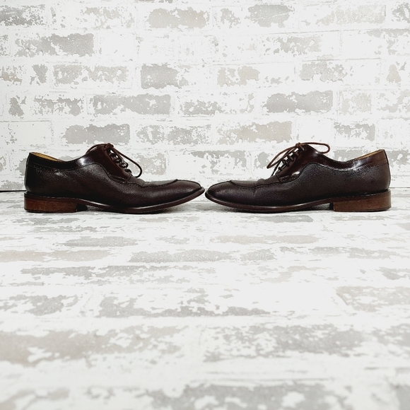 San Remo Brown Leather Lace Up Business Casual Academia Oxford Shoes D754 - Picture 7 of 12